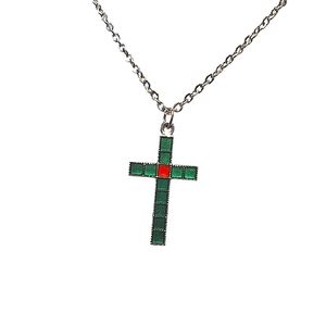 Green cross necklace